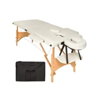 tectake table de massage portable pliante 2 zones avec cadre en bois 401462