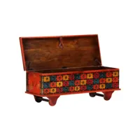 boîte de rangement, banc de rangement rouge 110x40x40 cm bois d'acacia massif pewv95408 meuble pro