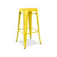 tabouret de bar - design industriel - acier - 76cm - stylix jaune