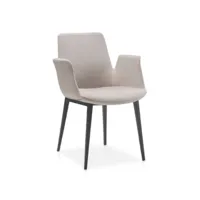 chaise avec accoudoirs tissu et pieds acier noir kanawa-couleur mirage 67