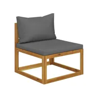 canapé central sectionnel canapé fixe  canapé scandinave sofa avec coussin gris foncé bois d'acacia meuble pro frco16367