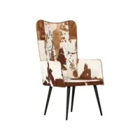 fauteuil salon - fauteuil à oreilles marron et blanc cuir véritable 55x41x97 cm - design rétro best00005101118-vd-confoma-fauteuil-m05-20