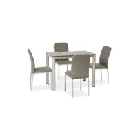 damatiks - table moderne plateau à motifs - 80x60x75 cm - plateau en verre trempé - cadre en métal - table cuisine - gris