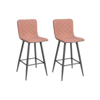lot de 2 tabouret de bar scandinaves avec dossier et repose-pieds, sièges rembourrés, chaises hautes en tissu, rose, 42x49.5x100cm
