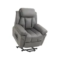 fauteuil de relaxation électrique fauteuil releveur inclinable avec repose-pied ajustable tissu gris