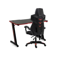 amstrad pack bureau desk120z-red &  fauteuil ams-209 type mesh -  bureau finition rouge - largeur 1m20 - style carbone
