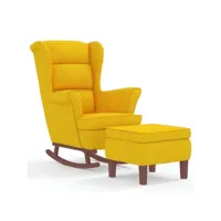 chaise à bascule avec pieds en bois et tabouret, chaise de relaxation jaune velours lsj7220 meuble pro