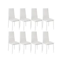 tectake lot de 8 chaises avec strass rembourré avec revêtement en cuir synthétique 404120