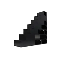 escalier cube de rangement hauteur 175 cm  noir esc175-n