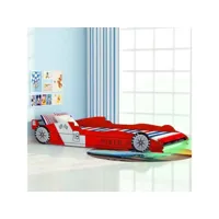 lit enfant contemporain  lit voiture de course pour enfants avec led 90 x 200 cm rouge