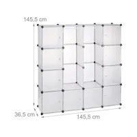 armoire de rangement en plastique meuble penderie étagère avec portes et tringle 145 cm transparent helloshop26 13_0001961