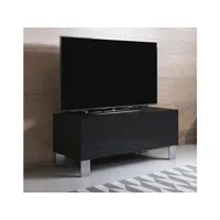 meuble tv 1 porte  100 x 42 x 40cm  pieds en aluminium  noir finition brillante   modèle luke h1 tvsd031blblpa-1box