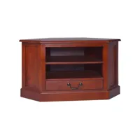 meuble tv d'angle marron classique bois d'acajou massif