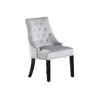 chaise de salle à manger windsor simple - rembourrage en velours moelleux et pieds en bois massif robustes - parfait pour votre salle à manger et salon - gris clair