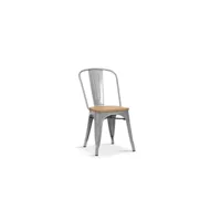 chaise 'vivi' gris clair et orme clair, dimensions: h84 x l44 x p51 cm, idéal pour une salle à manger rustique