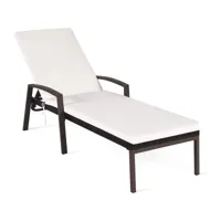 costway chaise longue en rotin pe avec coussin, dossier réglable 31-96cm 5 positions,chaise longue bain de soleil, meuble de jardin en rotin,bord de mer, charge 180kg