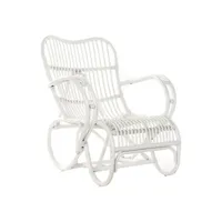 fauteuil thyann home decor blanc rotin (75 x 85 x 85 cm)