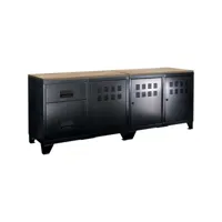 meuble tv bois métal industriel noir mat