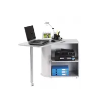 bureau informatique alu table pivotante et rangement - coloris: aluminium cool100al