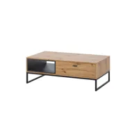odin - table basse - bois et métal noir - 120 cm - style industriel - best mobilier - bois
