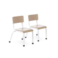 childhome chaises enfants metal bois blanc naturel 2 pieces chmwnw