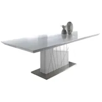 table à manger design extensible blanc laqué et pieds acier blanc cesar 160 à 220 cm