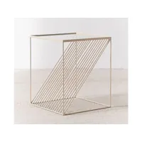 table d'appoint metallica en métal blanc et verre 45 cm azura-42610
