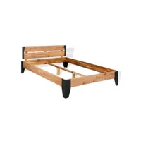 clicnbuy - lits & cadres de lit - cadre de lit bois d'acacia massif et acier 152x203 cm