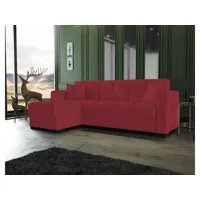canapé fernando, canapé d'angle avec péninsule réversible, canapé de rangement pour le salon avec chaiselongue et 2 coussins, 230x150h81 cm, rouge 8052773589437
