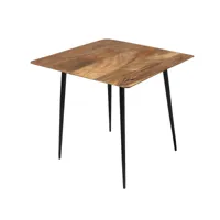 table d'appoint en bois d'acacia coloris naturel et métal noir -  longueur 55 x profondeur  55 x hauteur 46 cm