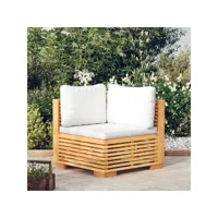 canapé de jardin - canapé d'angle canapé relax de jardin - et coussins crème bois de teck massif meuble pro frco41127