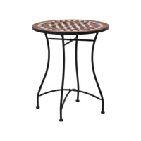 table de bistro table de jardin  table de bar mosaïque marron 60 cm céramique meuble pro frco83735