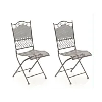 lot de 2 chaises de jardin pliables kiran en fer , bronze
