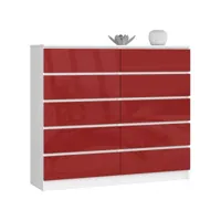 cupid - commode style moderne chambre à coucher - 140x121x40 - 10 tiroirs - rouge