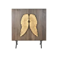 buffet, meuble de rangement en bois de manguier marron et métal doré  - longueur 100 x profondeur 50 x hauteur  120 cm