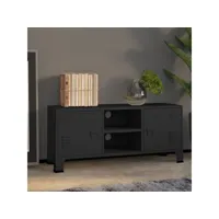 meuble tv，meuble de rangement，banc tv industriel noir 105x35x42 cm métal cmwi469648