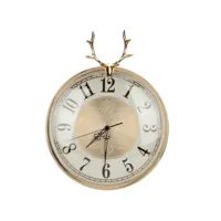 horloge élégante avec tête de cerf en cuivre silencieuse pour la décoration murale à la maison et au bureau moselota