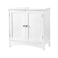 meuble sous lavabo armoire de rangement 2 portes battantes 2 casiers 1 séparateur amovible anti-humidité 60 x 30 x 60 cm blanc helloshop26 12_0000680