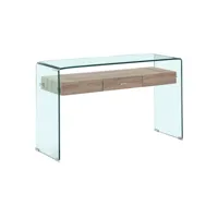 console l125 cm en verre trempé avec tiroir décor chêne - ice 65287050