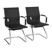 giantex lot de 2 chaises de bureau cantilever ergonomique avec accoudoirs, chaises visiteurs cadre métal robuste, chaises de réception modernes pour bureau, réunion, conférence, salle d’attente, noir