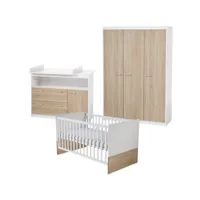 roba set de meubles gabriella - lit bébé évolutif 70 x 140 + commode à langer + armoire à 3 portes