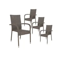 logan - lot de 4 chaises de jardin en rotin synthétique gris