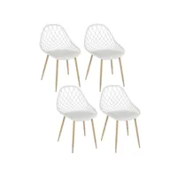lot de 4 chaises d'extérieur malaga en polypropylène - blanc