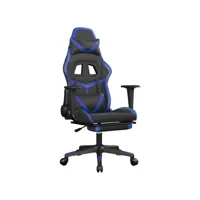vidaxl chaise de jeu de massage et repose-pied noir et bleu similicuir