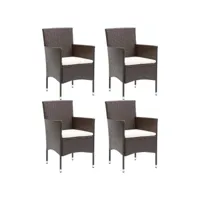 lot de 4 chaises  chaises de salle à manger chaise de jardin  résine tressée marron meuble pro frco57994