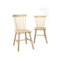 lot de 2 chaises bistrot vintage bois massif mona (bois clair)
