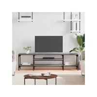 meuble tv de salon  armoire télévision  banc tv sonoma gris 161x35x45 cm bois d'ingénierie et fer -neww16068