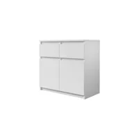 luna - commode 2 tiroirs - blanc - 80 cm - style contemporain - bestmobilier - blanc