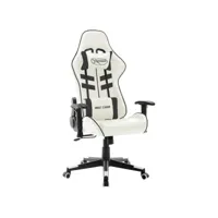 chaise de bureau fauteuil de bureau  chaise gamer blanc et noir cuir artificiel meuble pro frco94431
