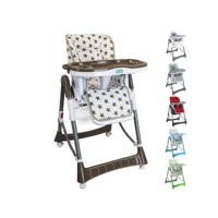 chaise haute bébé pliable réglable hauteur dossier tablette - ptit stars marron